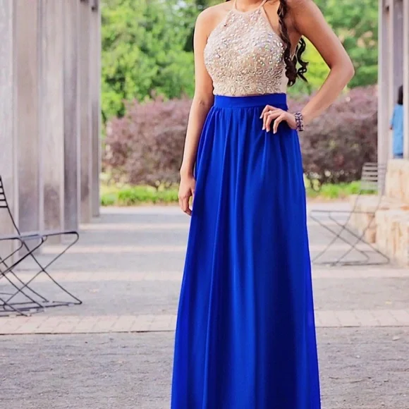 piece- Blue and White sequin dress